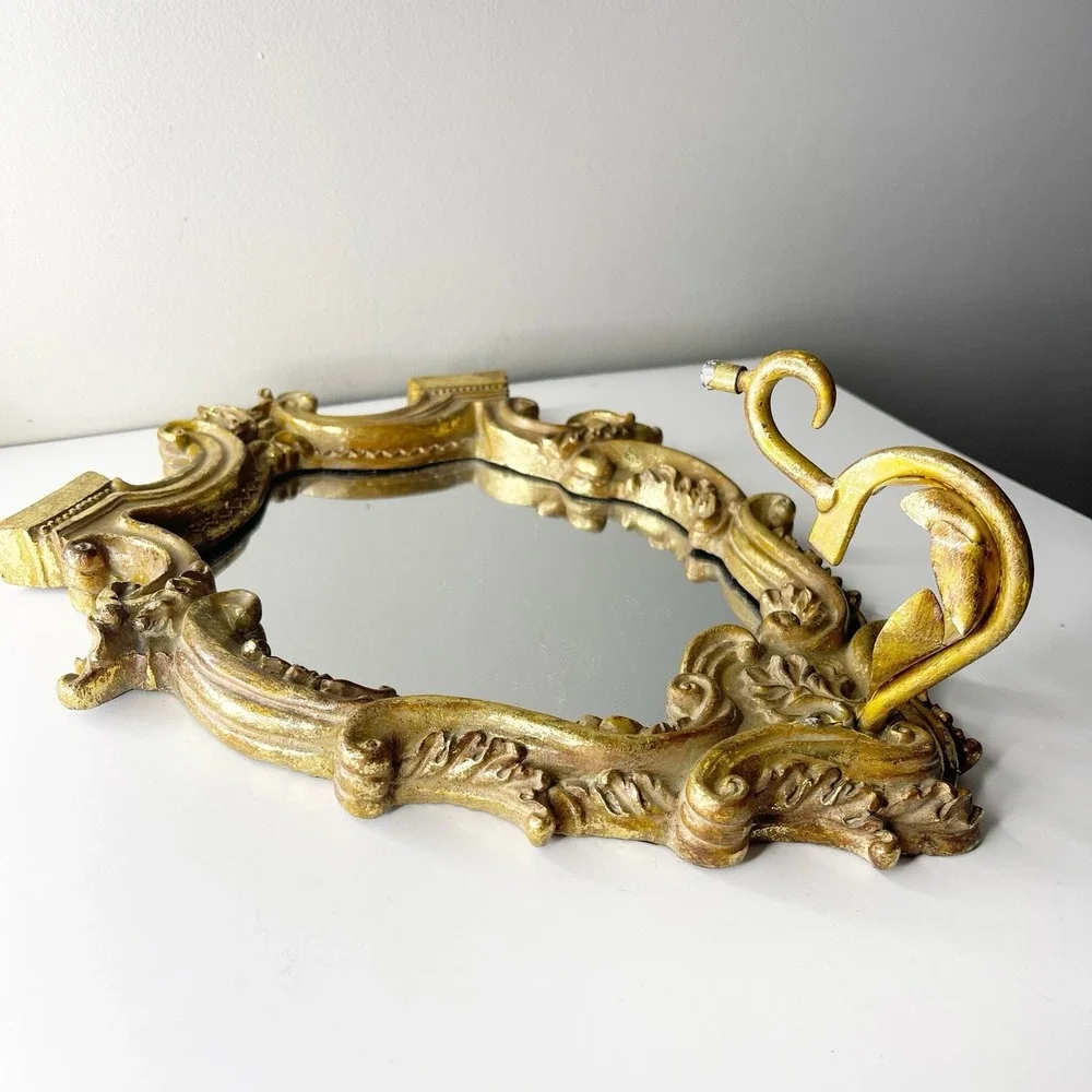 Vintage Ornate Gilded Frame Mirror Wall Hang Hollywood‎ Regency Art Nouveau